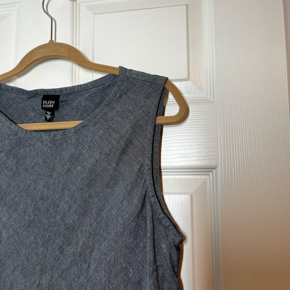 Eileen Fisher Gray Linen Blend Sleeveless Tank Top Size Large - Picture 3 of 7